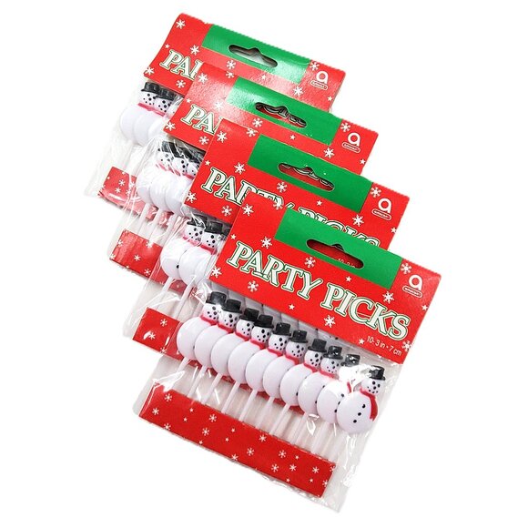 Vintage “Amscan” Snowman Party Picks – 4 Pack Set – NEW - Picture 1 of 3